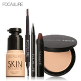FOCALLURE New 5Pcs New Women Value Pack Makeup Set Gift Liquid Eyeliner Eye Liner Pen Eyebrow Pencil Sexy Lipstick Matte Colors