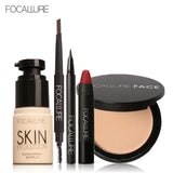 FOCALLURE New 5Pcs New Women Value Pack Makeup Set Gift Liquid Eyeliner Eye Liner Pen Eyebrow Pencil Sexy Lipstick Matte Colors