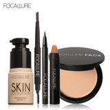 FOCALLURE New 5Pcs New Women Value Pack Makeup Set Gift Liquid Eyeliner Eye Liner Pen Eyebrow Pencil Sexy Lipstick Matte Colors