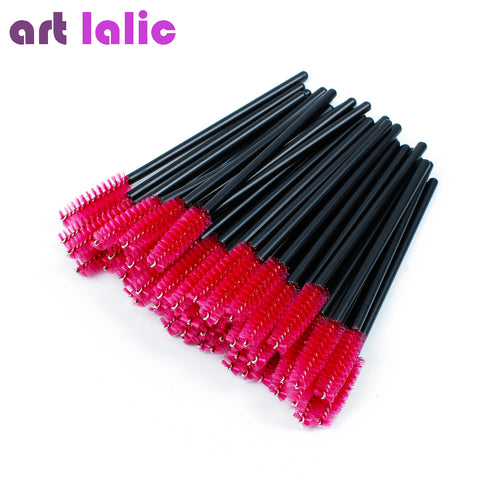 Artlalic 50 Pcs/bag Pink Color Disposable Eyelash Extension Brush Mascara Wands Applicator Makeup Cosmetic Tool