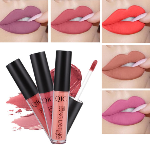 New QIC Matte Lip Gloss Color Cosmetics for Women Waterproof Long Lasting Red Nude Brand Lipstick Matte Liquid Makeup
