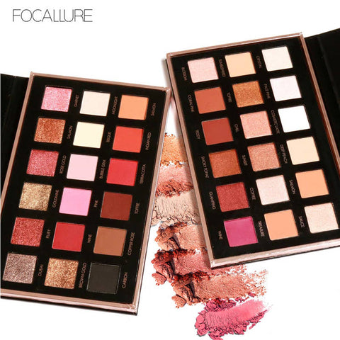 FOCALLURE 18 Colors Eyeshadow Makeup Shimmer Matte Pigment Eye Shadow Cosmetics Mineral Nude Glitter Eye Palette of Shades