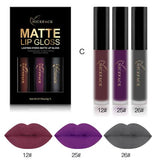3Pcs/Lot Matte Long-lasting Lipstick Liquid 12 Colors Waterproof Lip Gloss 5gx3 Lips Makeup