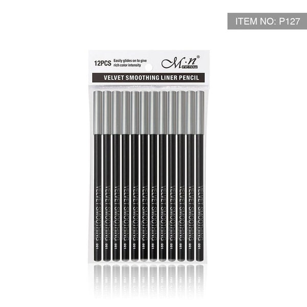 12pcs Professional Black Eyeliner Pencil Creamy Smooth Matte Liner Pencil Set Waterproof Long Lasting Makeup Cosmetic Tools