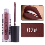 MISS ROSE Makeup 12 Color Matte Lip Gloss Transparent Tube Matte Black Cover