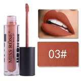 MISS ROSE Makeup 12 Color Matte Lip Gloss Transparent Tube Matte Black Cover
