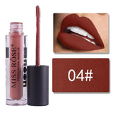 MISS ROSE Makeup 12 Color Matte Lip Gloss Transparent Tube Matte Black Cover