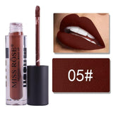 MISS ROSE Makeup 12 Color Matte Lip Gloss Transparent Tube Matte Black Cover