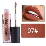 MISS ROSE Makeup 12 Color Matte Lip Gloss Transparent Tube Matte Black Cover