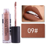 MISS ROSE Makeup 12 Color Matte Lip Gloss Transparent Tube Matte Black Cover