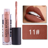 MISS ROSE Makeup 12 Color Matte Lip Gloss Transparent Tube Matte Black Cover