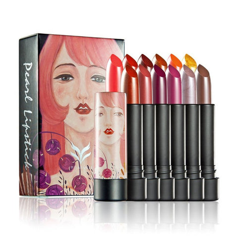 12 Colors/set Glitter Lip Gloss Makeup Set Long Lasting Lipstick Sexy Women Fashion Lip Makeup Lipstick Cosmetic Tools