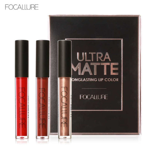 FOCALURE 3 Sexy Colors Matte Liquid Lipstick Lip Paint Matte Lipstick Waterproof Long Lasting Lip Gloss Lips C