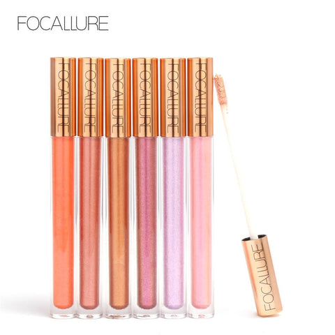 FOCALLURE 12 New Arrival Shimmer Lip Gloss Waterproof Matte Lipstick Metal Rose Golden Lip Gloss Liquid Lipstick