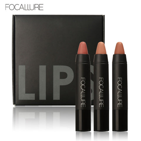 FOCALLURE Waterproof Long-lasting Red Velvet Nude Tattoo Matte True Brown Color Pencil Lipstick Crayon Lot Makeup Set