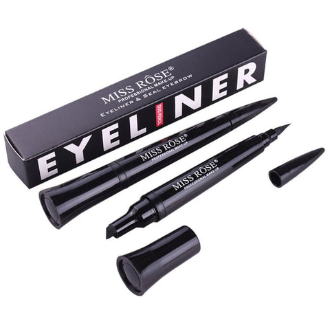 MISS ROSE Double End Seal Eyes Liner Seal Eyeliner Triangular Seal Eye Liner 2 In 1 Waterproof Eyeliner Stamp Eyeliner Pencil