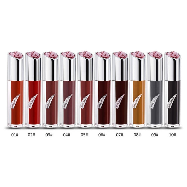 10pcs/set Love Heart Liquid Lipstick Long Lasting Lip Gloss Non Stick Cup Lip Makeup Lipstick Women Cosmetic Tool