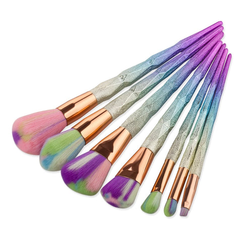 Pro 7Pcs Makeup Diamond Brushes Set Matte Gradient Color Foundation Powder Eyeshadow Lip Make Up Brush Cosmetic Beauty Tool Hot