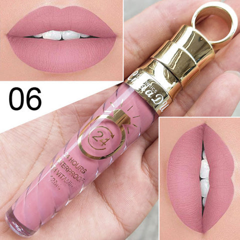 2018 Make-up Lips Frosted Liquid Lipstick Proof Long Lasting Water Sexy Pigment Nude Style Glitter Lip Gloss Beauty Red Lip Tint