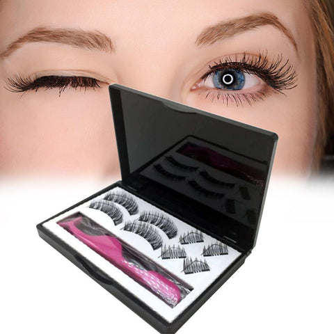 8PCS/Set 3D False Eyelashes Double Magnetic Lashes Pure Handwork Black Eye Lashes with Eyelashes Applicator