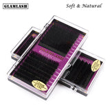 GLAMLASH Wholesale 16Rows JBCD Curl natural mink single eyelash extension premium individual fake false eye lashes extension