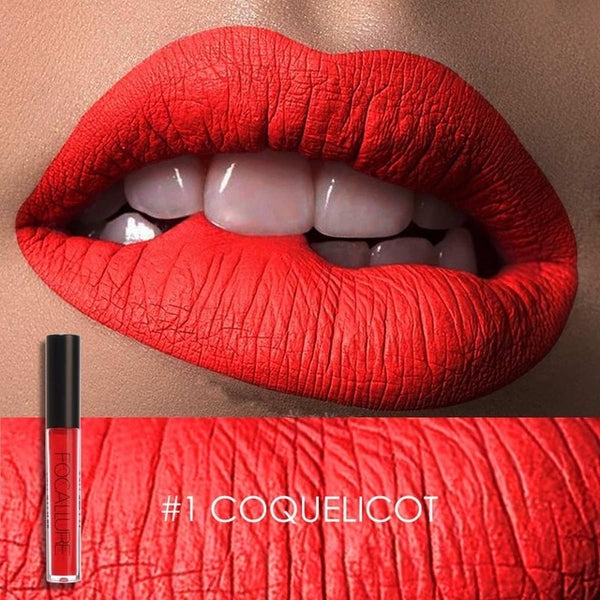 FOCALLURE Waterproof Long-lasting Lip Gloss Pigment Dark Purple Black Red Velvet Matte Liquid Lipstick