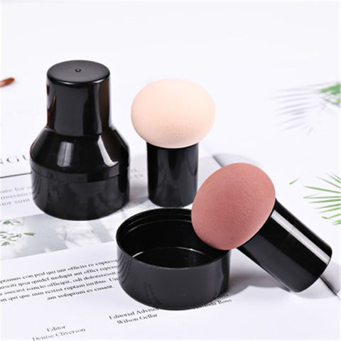 1pc makeup sponge cute mushroom head cosmetic dry & wet dual purpose powder puff large with tamp box package