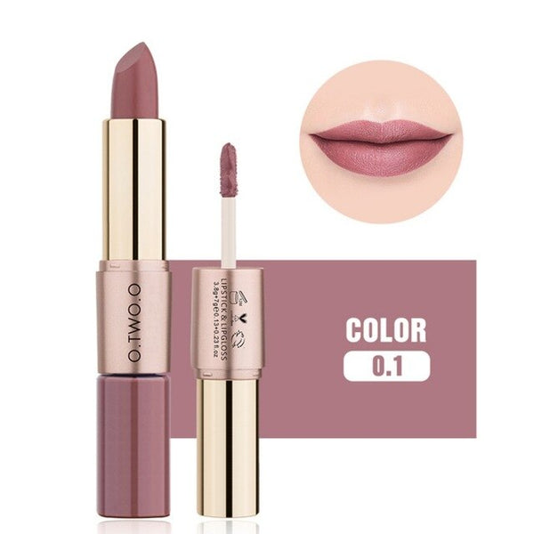 O.TWO.O 2 in 1 Matte Lipstick Long Lasting Makeup Cosmetics Waterproof Batom Mate Lip Stick Rouge  maquiagem