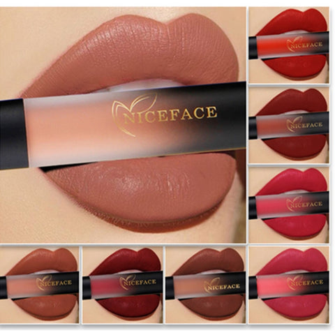 Nice Face Sexy Matte Velvet Liquid Lips Makeup Waterproof Long Lasting Lipgloss All Day Non-Stick Cup Lipstick Beauty Cosmetics