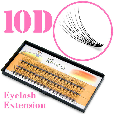 Kimcci 60pcs Natural Long Individual Cluster Eyelash Extension Professional 10D Mink False Eyelashes Makeup Faux Soft Eye Lashes