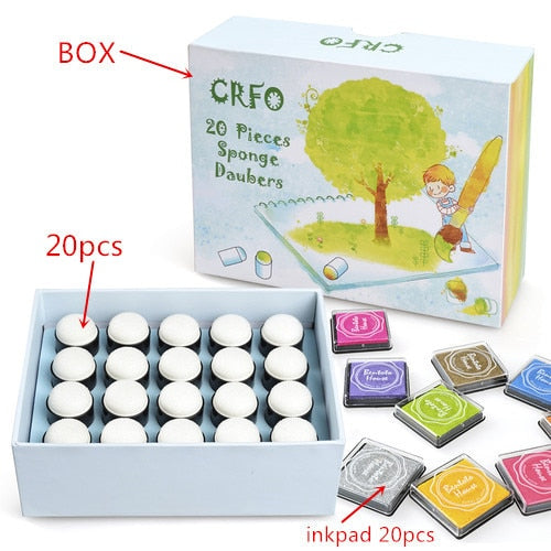 ARSTY Sponge Finger Daubers Foam With Box Finger Painting Craft Set Finger Paint Drawing Sponge Foam Finger Chalk Ink