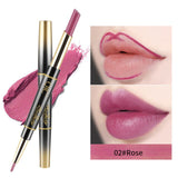 Double Ends Matte Lipstick Lipliner Pencil Waterproof Moisturizing Cosmetics Long Lasting 14 Colors Double-head Lipstick Pen