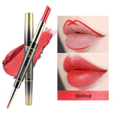 Double Ends Matte Lipstick Lipliner Pencil Waterproof Moisturizing Cosmetics Long Lasting 14 Colors Double-head Lipstick Pen