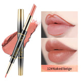 Double Ends Matte Lipstick Lipliner Pencil Waterproof Moisturizing Cosmetics Long Lasting 14 Colors Double-head Lipstick Pen