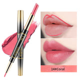 Double Ends Matte Lipstick Lipliner Pencil Waterproof Moisturizing Cosmetics Long Lasting 14 Colors Double-head Lipstick Pen