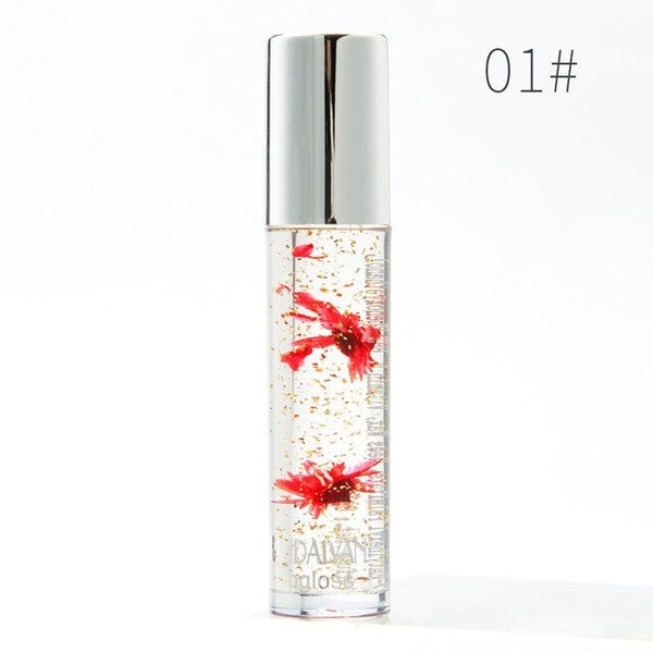 Fashion Flowers Gold Foil Color Long Lasting Lip Gloss Temperature Color Change Lip Gloss Moisture Crystal Transparent Lipstick