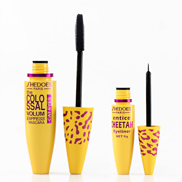 1PC Mascara Yellow Tube Thick Curling Extended Waterproof Lasting Black Concentrated Eye Mascara Cosmetics