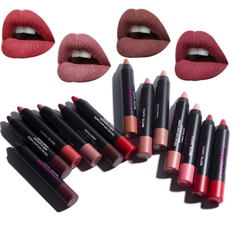 Brand Cosmetics Lipstick Matte Long Lasting Velvet Lipstick To Increase The lips Professional Waterproof Makeup 12 colors