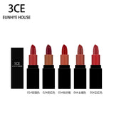 3CE Eunhye House Matte Lipstick 6 color Cosmetic Lasting Pigment Sexy Lip Matte Nude Lipstick Makeup Tool Newest Silky Texture