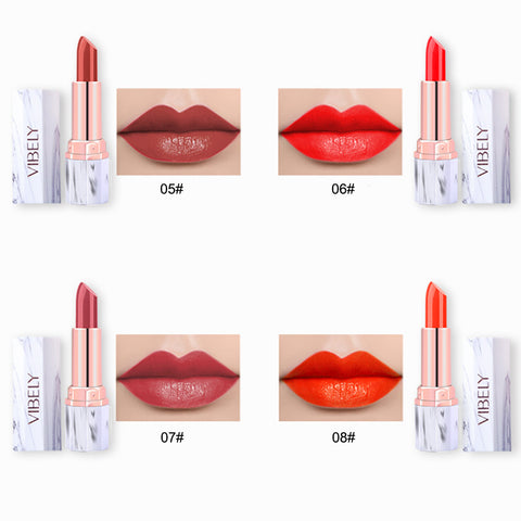VIBELY Marble Red Velvet Matte Lipsticks Waterproof Long Lasting Not Mottled Pink Lip Stick Suitable for Autumn and Winter TSLM2