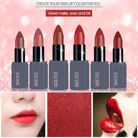 Sexy Matte Lipstick 6 Colors Optional Long Lasting Non-stick Moisturizing Fashion Women Lady Lips Makeup Cosmetic Red Lipstick