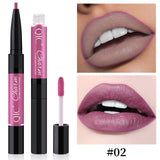 1 Pcs Double-ends  Sexy Lipstick Lip Glaze Lipliner Moisturizing Cosmetics Long Lasting FM88